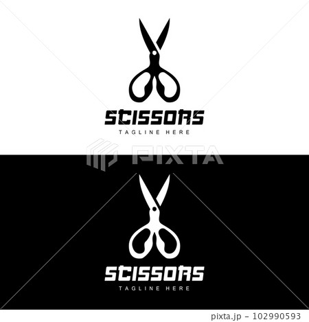 Scissors Logo, Cutting Tools Vector, Barbershop Razor Scissors Simple Design, Illustration Template Icon 102990593