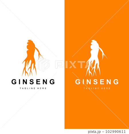 Ginseng Logo, Herbal Plant Vector, Natural Herbal Medicine, Ginseng Herbal Drink Icon 102990611