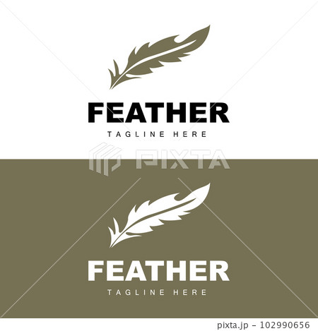 Feather Logo, Abstract Simple Feather Design, Wing Feather Vector, Pencil Stationery, Simple Icon 102990656