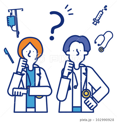 医療系の職業に就く男性と女性のイラスト 102990928
