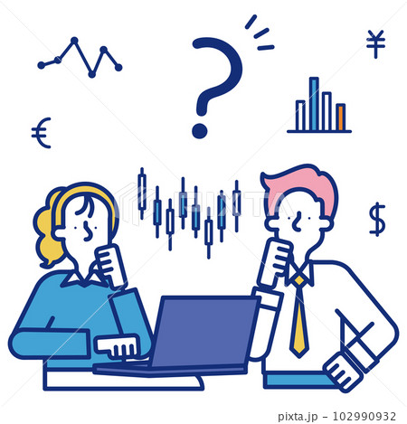 クオンツの職業に就く男性と女性のイラスト クオンツの職業に就く男性と女性のイラスト 102990932