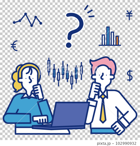 Illustration of men and women in the quant profession 102990932
