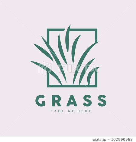 Green Grass Logo Design, Farm Landscape Illustration, Natural Scenery Vector 102990968