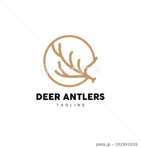 Deer Horn Logo, Animal Vector, Minimalist Simple Design, Illustration Symbol Icon 102991039