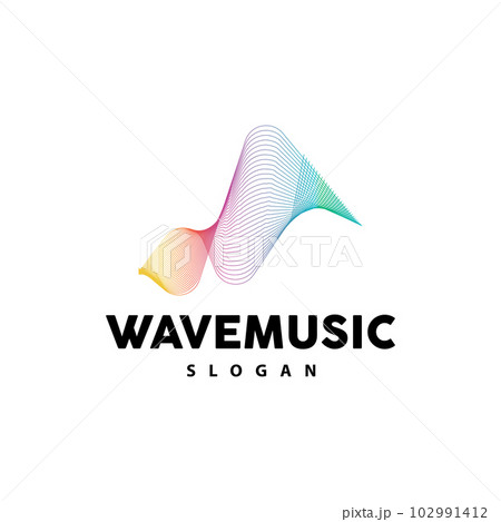 Music Wave Logo, Simple Elegant Gradient Line Design, Music Equalizer Vector, Symbol Template Icon 102991412