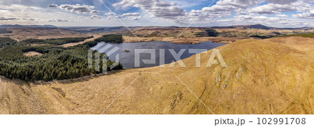 Aerial view of the Forest at Lough Anna island - County Donegal, Ireland 102991708