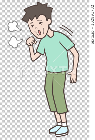 Weak constitution, the whole body of a man with a weak body and coughing Weak constitution, the whole body of a man with a weak body and coughing 102991732