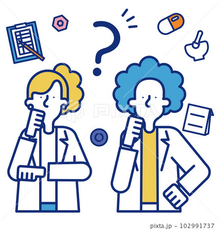 医療系の職業に就く男性と女性のイラスト 医療系の職業に就く男性と女性のイラスト 102991737