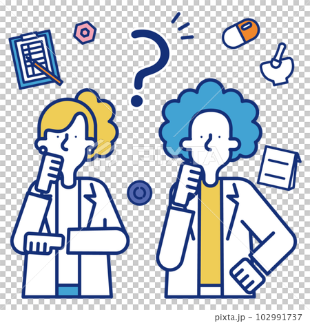 医療系の職業に就く男性と女性のイラスト 医療系の職業に就く男性と女性のイラスト 102991737