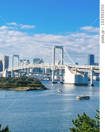 快晴の東京湾とレインボーブリッジ 快晴の東京湾とレインボーブリッジ 102992050