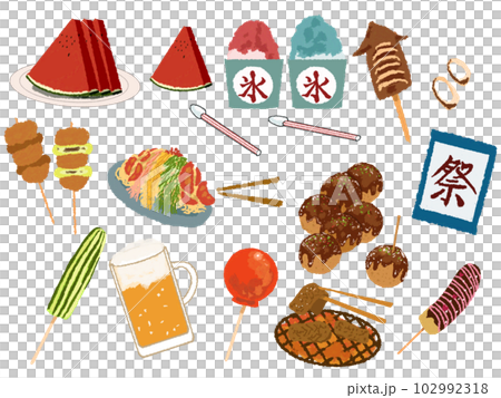 Summer food illustration set Summer food illustration set 102992318