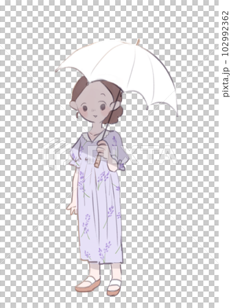 拿著陽傘的女人的插圖 102992362