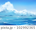 夏雲と海のイラスト 102992365