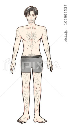 ムダ毛に悩む男性の全身イラスト 102992537