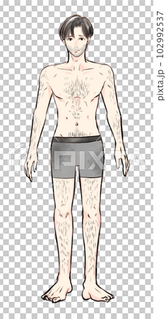 ムダ毛に悩む男性の全身イラスト 102992537