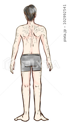毛深い男性の後ろ姿の全身イラスト 102992541