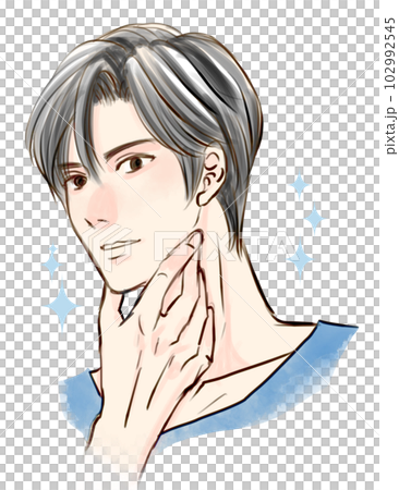 顎の下に手を置いてキリッとしているイケメン男性 102992545