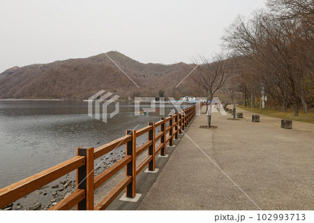 春の北海道　支笏湖　ミラーレイクのその景色 102993713