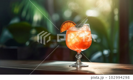 Summer refreshing drink Cosmopolitan, Aperol Spitz, Amalfi Spitz, Pink Grapefruit Spitz with ice. Glass popular Spritz cocktail 102994298