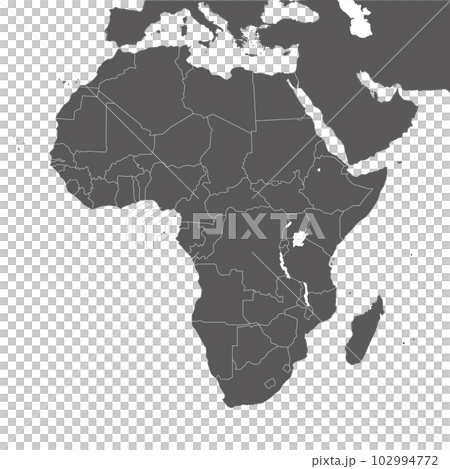 アフリカ大陸の地図、国境線、地中海沿岸からアラビア半島 アフリカ大陸の地図、国境線、地中海沿岸からアラビア半島 102994772
