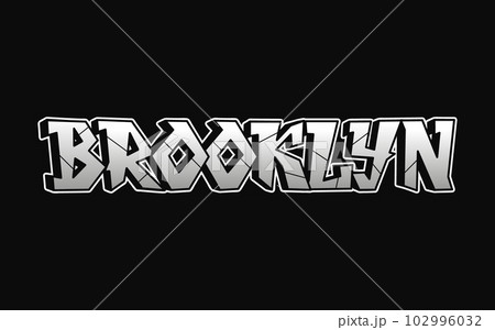 Brooklyn - single word, letters graffiti style. Vector hand drawn logo. Funny cool trippy word Brooklyn, fashion, graffiti style print t-shirt, poster concept 102996032