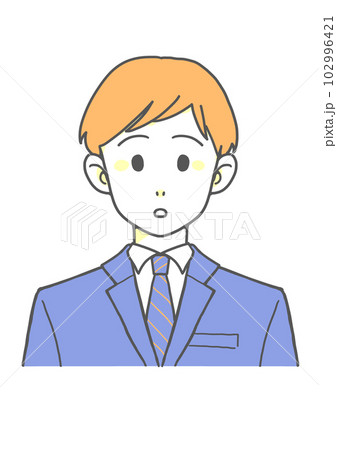 スーツのきょとんとする男性（オレンジ×ブルー）のイラスト素材 [102996421] - PIXTA
