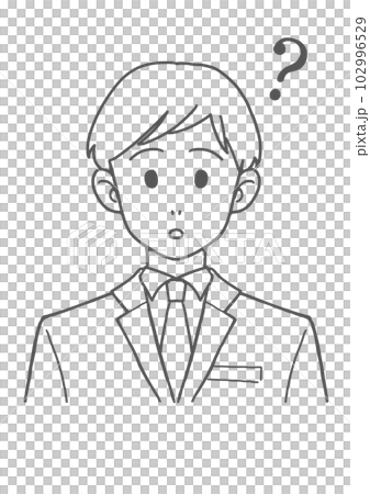 A man who does not understand the suit (line drawing) 102996529