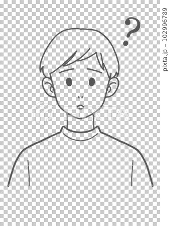 A confused man in a T-shirt (line drawing) 102996789