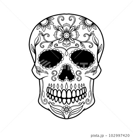 Illustration of Mexican Sugar Skull. Design Element for Logo