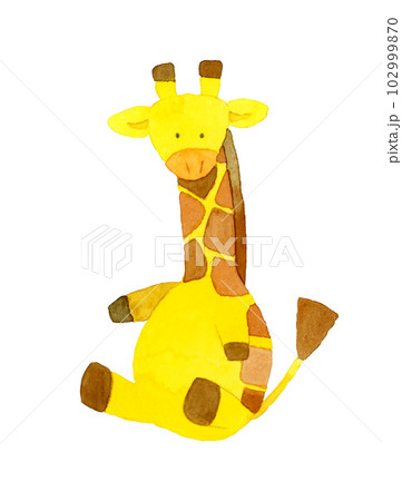 キリン　かわいい・ゆるい動物の手描き水彩イラスト素材 102999870