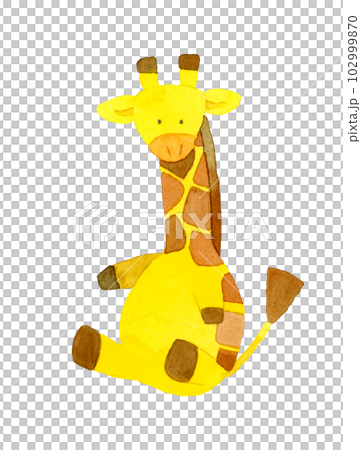 キリン　かわいい・ゆるい動物の手描き水彩イラスト素材 102999870