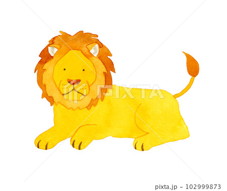 ライオン　かわいい・ゆるい動物の手描き水彩イラスト素材 102999873