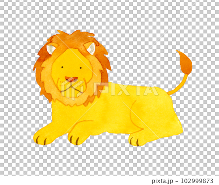 ライオン　かわいい・ゆるい動物の手描き水彩イラスト素材 102999873