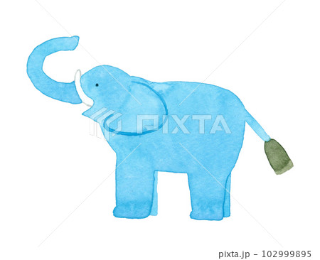ゾウ かわいい・ゆるい動物の手描き水彩イラスト素材 ゾウ かわいい・ゆるい動物の手描き水彩イラスト素材 102999895