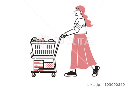 人物 買い物カートを押す女性 103000840