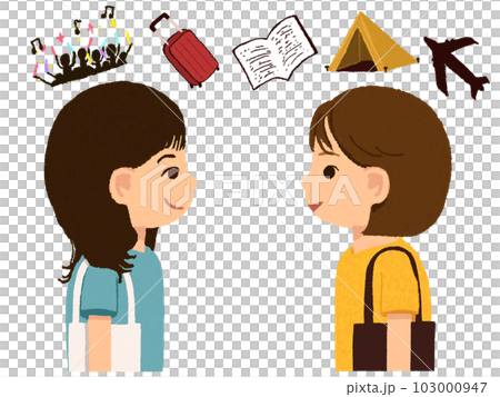 Female illustration set talking about hobbies 103000947