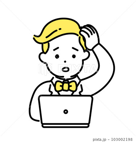 かわいい人物のイラストシリーズ _ 金持ちの男性 _ 悩む かわいい人物のイラストシリーズ _ 金持ちの男性 _ 悩む 103002198