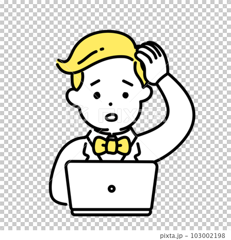 かわいい人物のイラストシリーズ _ 金持ちの男性 _ 悩む かわいい人物のイラストシリーズ _ 金持ちの男性 _ 悩む 103002198