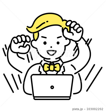 かわいい人物のイラストシリーズ _ 金持ちの男性 _ 捗る 103002202