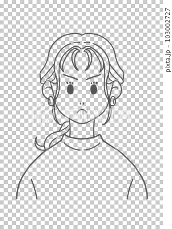 一個穿著 T 恤的憤怒女人(畫線 一個穿著 T 恤的憤怒女人(畫線 103002727