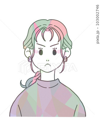 Tシャツの怒る女性（マルチカラー） 103002746