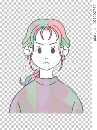Tシャツの怒る女性（マルチカラー） 103002746