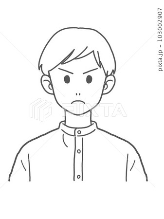 スタンドカラーの怒る男性(線画) スタンドカラーの怒る男性(線画) 103002907