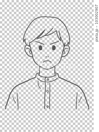 スタンドカラーの怒る男性(線画) スタンドカラーの怒る男性(線画) 103002907