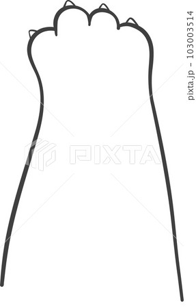 Cute cat paw hand gesture finger love heart sign cartoon doodle hand drawing  103003514