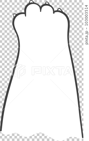 Cute cat paw hand gesture finger love heart sign cartoon doodle hand drawing  103003514