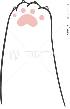 Cute cat paw hand gesture finger love heart sign cartoon doodle hand drawing  103003524