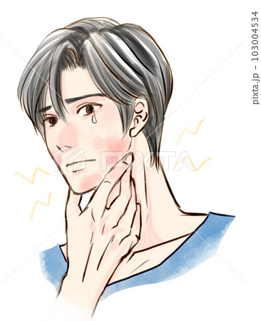 肌荒れで顔が赤くなった男性 肌荒れで顔が赤くなった男性 103004534