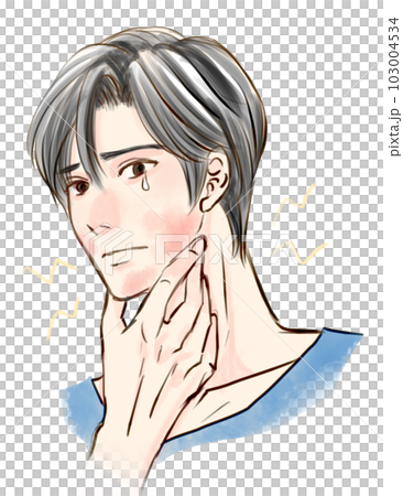 肌荒れで顔が赤くなった男性 肌荒れで顔が赤くなった男性 103004534