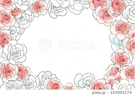 乙女なピンクと白の薔薇フレーム 103005274